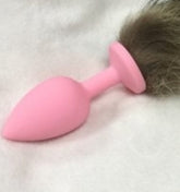 Pink Silicone Butt Plug With Faux Fox Tail Butt Plugs